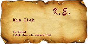 Kis Elek névjegykártya
